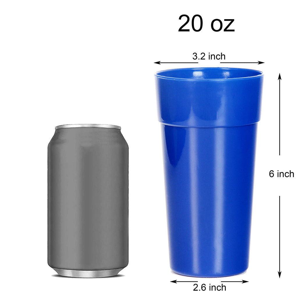 Youngever 18 Pack Unbreakable Plastic Tumblers 20 Ounce, Unbreakable Plastic Drinking Glasses, Plastic Cups, Set of 18 in 9 Coastal Colors