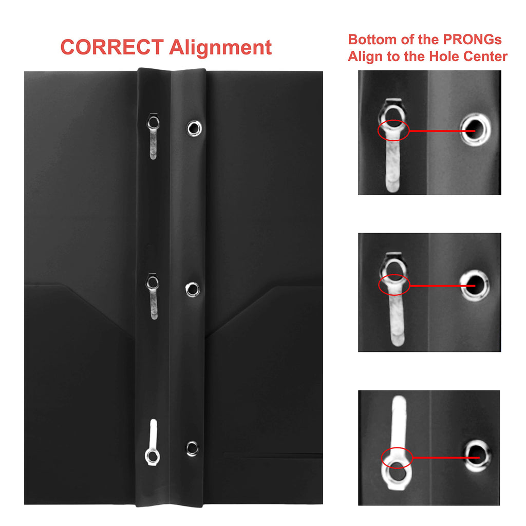Youngever 6 Pack Heavy Duty Plastic Two Pocket Folders with 3 Prongs, Metal Prongs Fastener, Heavy Duty Plastic 2 Pocket Folder