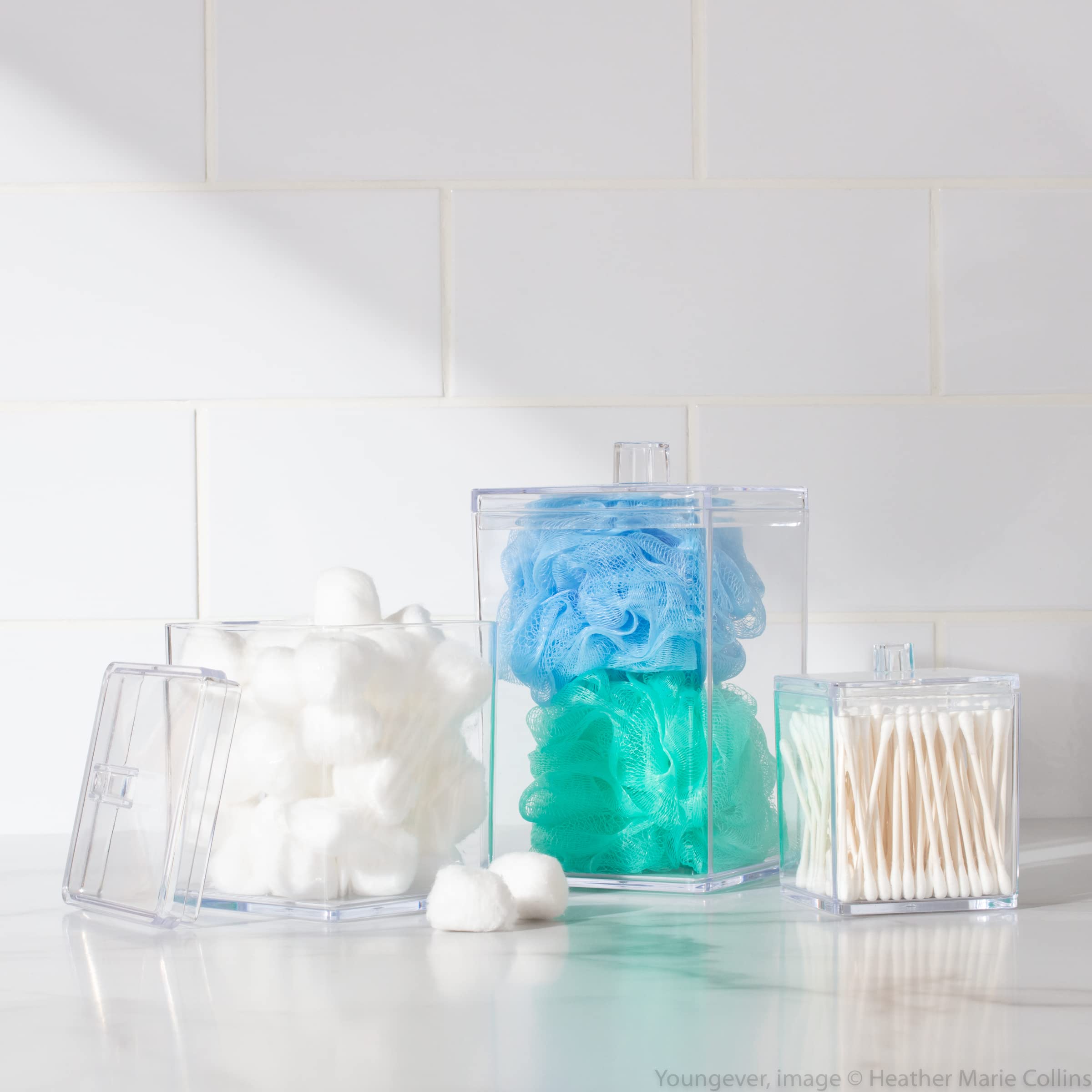 Youngever Clear Plastic Apothecary Jar, Square Shape