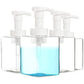 Youngever 4 Pack Clear Plastic Square Pump Bottles, Refillable Plastic Pump Bottles with Travel Lock (12 Ounce)