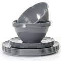 Youngever 18 Pieces Plastic Kitchen Dinnerware Set, Plates (8 Inch & 10 Inch), Bowls (32OZ), Service for 6