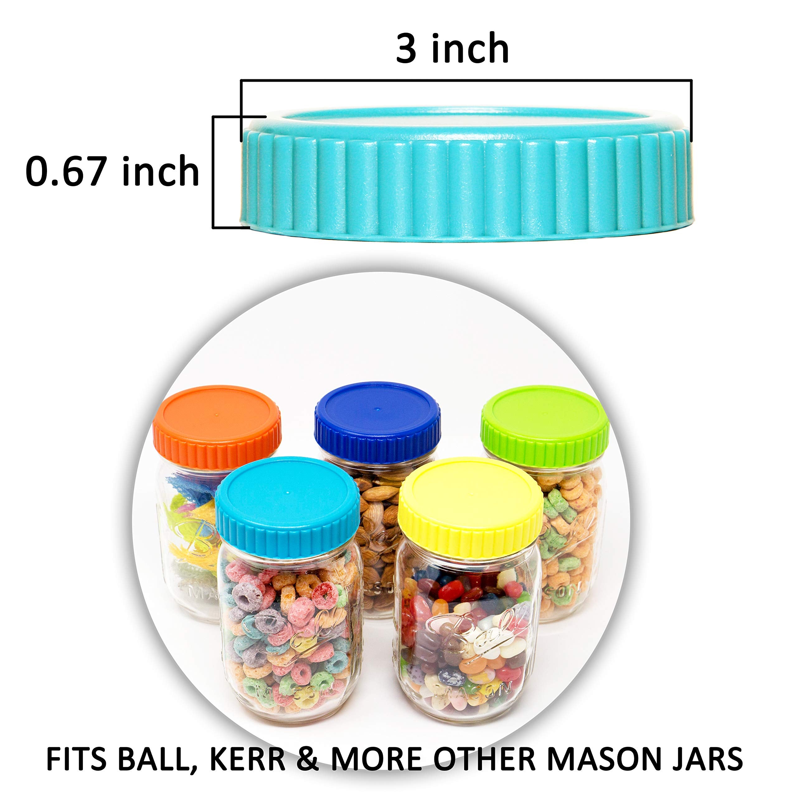 Youngever 27 Pack Plastic Mason Jar Lids with Airtight Ring for Regular Mouth Ball, Kerr and More, Food Grade Plastic Storage Caps for Mason, Canning Jars