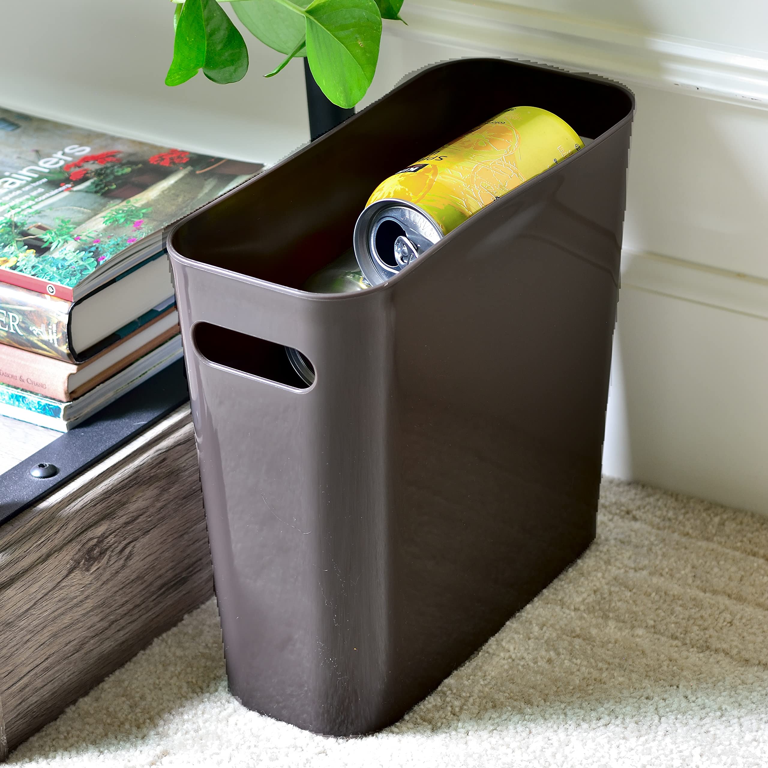 Youngever 1.5 Gallon Slim Trash Can, Plastic Garbage Container Bin, Small Trash Bin with Handles for Home Office, Living Room, Study Room, Kitchen, Bathroom