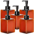 Youngever 5 Pack Amber Plastic Square Pump Bottles, Refillable Plastic Pump Bottles for Dispensing Lotions, Shampoos (360ML)