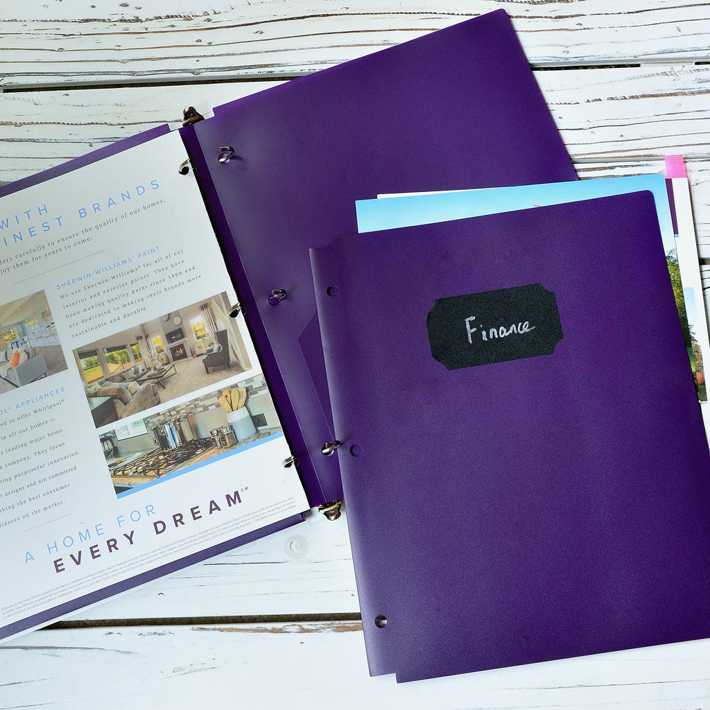 Youngever 6 Pack Heavy Duty Plastic Two Pocket Folders, Binder Dividers with Pocket, 3 Hole Punch Folder with Notches, Binder Folders