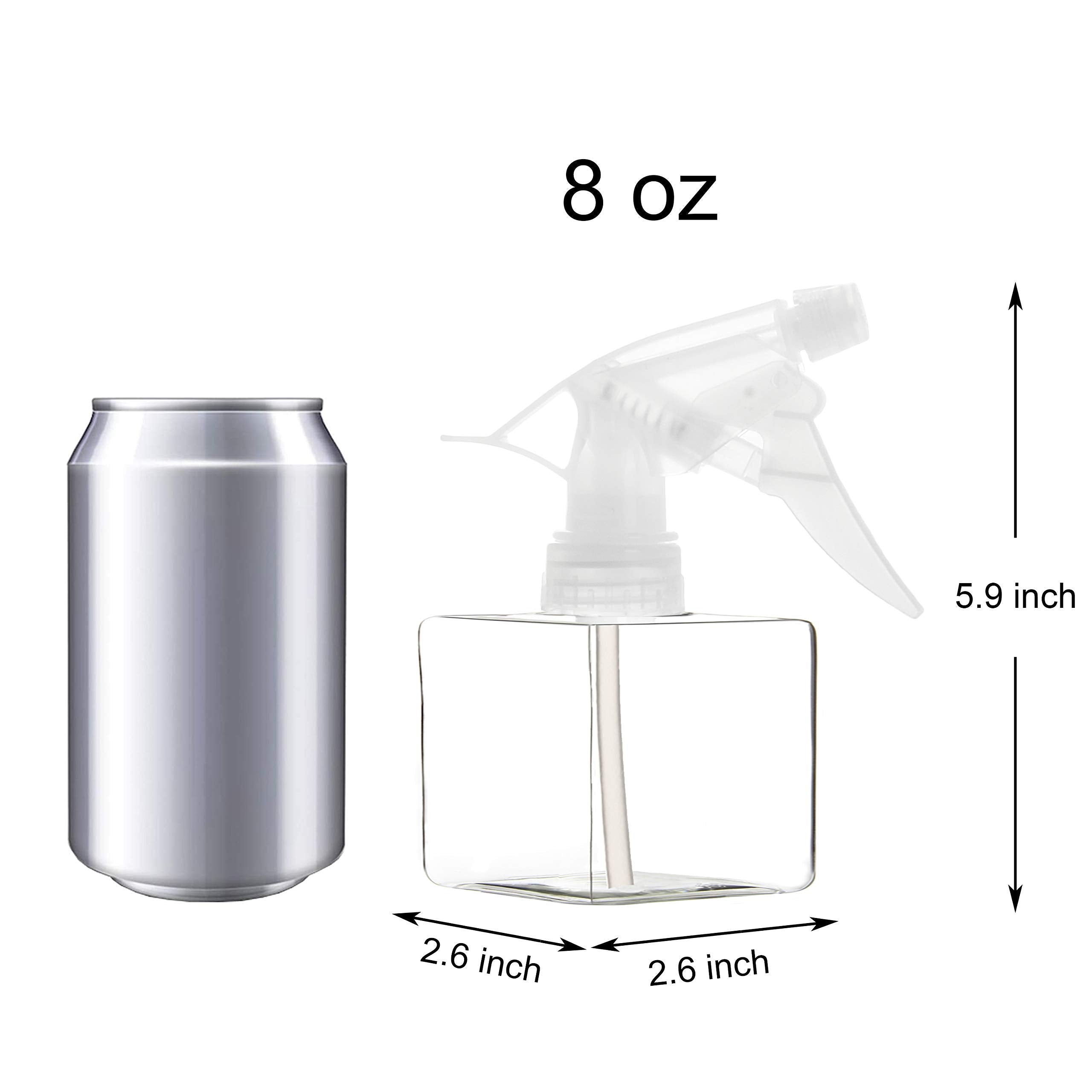 Youngever 5 Pack Empty Plastic Spray Bottles, Clear Square Spray Bottles for Hair and Cleaning Solutions