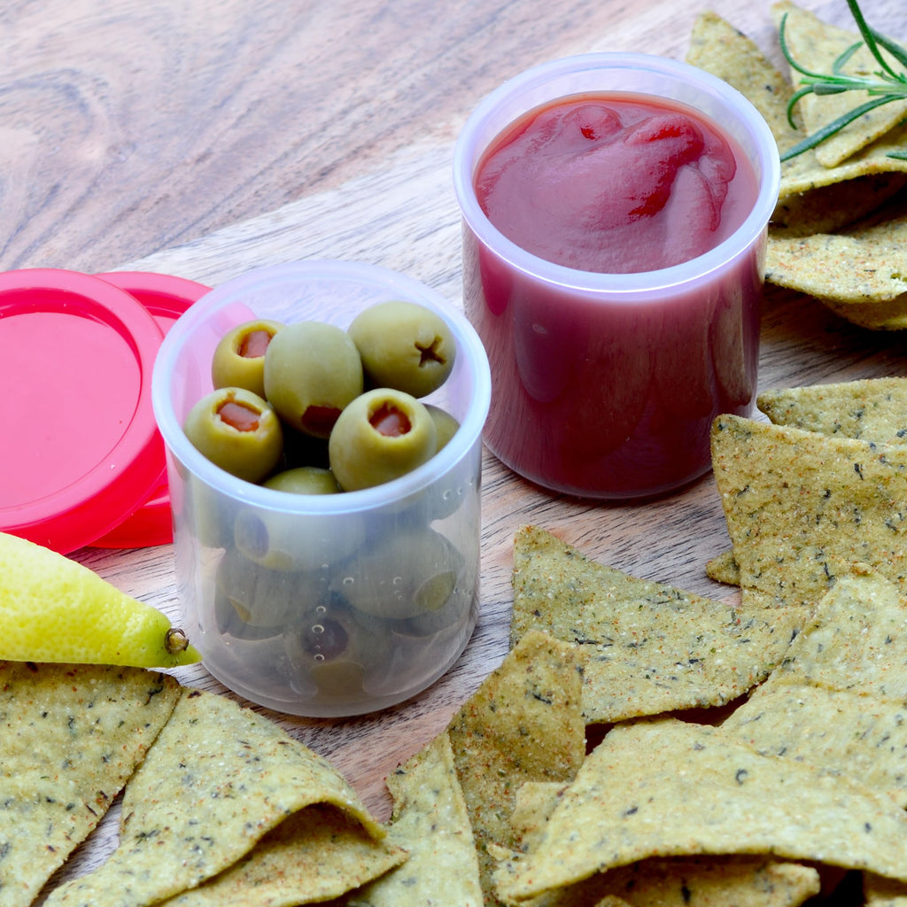 Youngever 3 Pack Plastic Condiment Containers, Sauce Containers with Lid, Plastic Salad Dressing Container