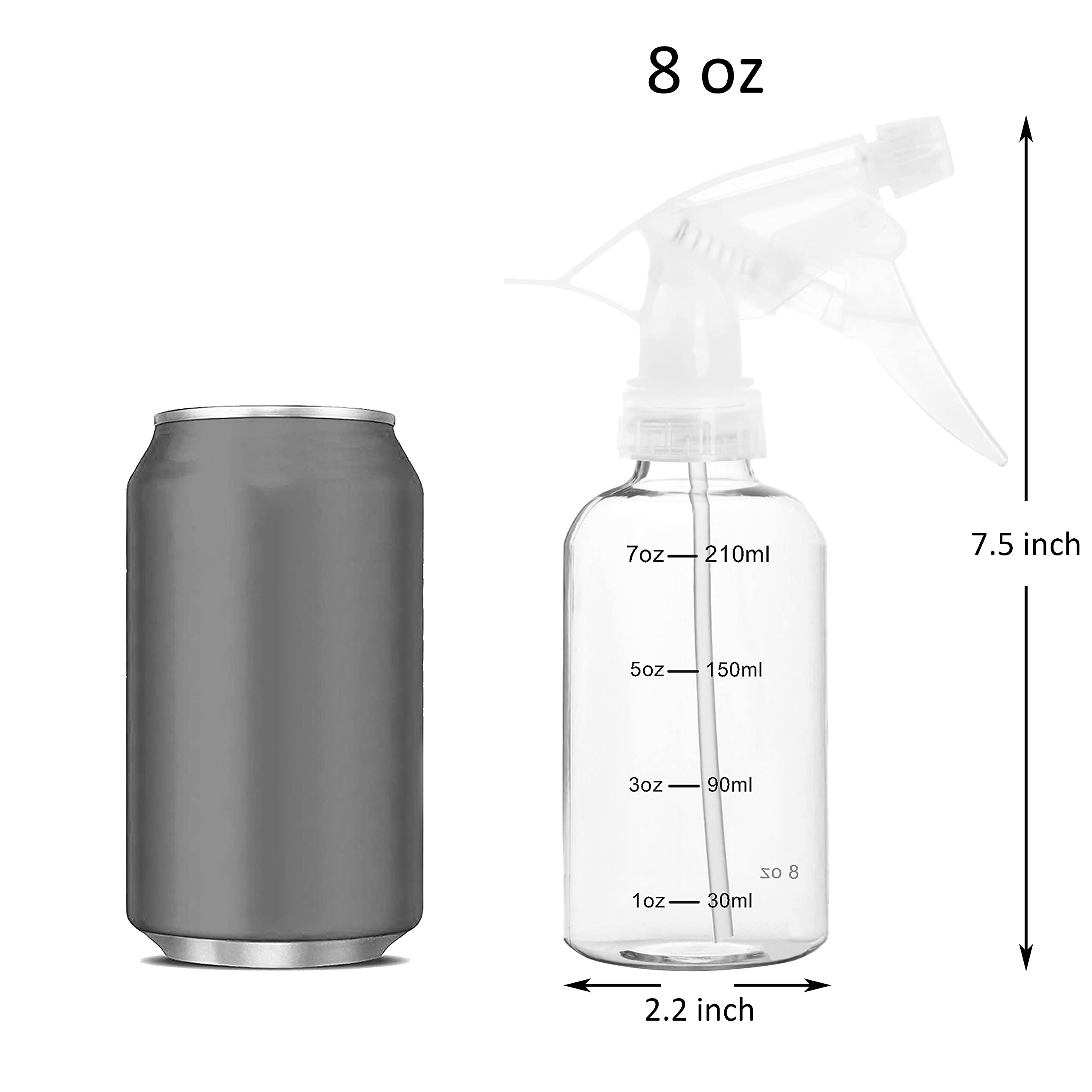 Youngever 6 Pack Empty Plastic Spray Bottles with Measurement, Spray Bottles for Hair and Cleaning Solutions
