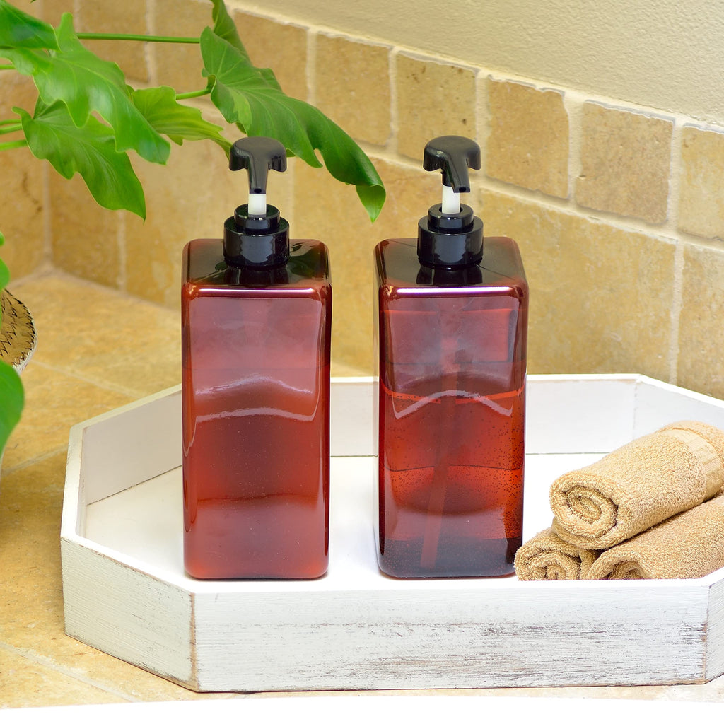 Youngever 3 Pack Pump Bottles for Shampoo 32 Ounce (1 Liter), Empty Shampoo Pump Bottles with Lockdown, Leak Proof Pumps (Amber)
