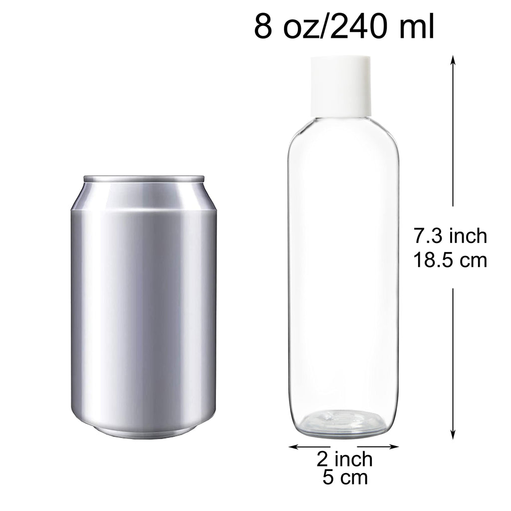 Youngever 10 Pack 8 Ounce Empty Squeeze Containers with White Disc Cap, Plastic Bottles with Disc Top Flip Cap, Refillable Cosmetic Bottles, Squeeze Containers