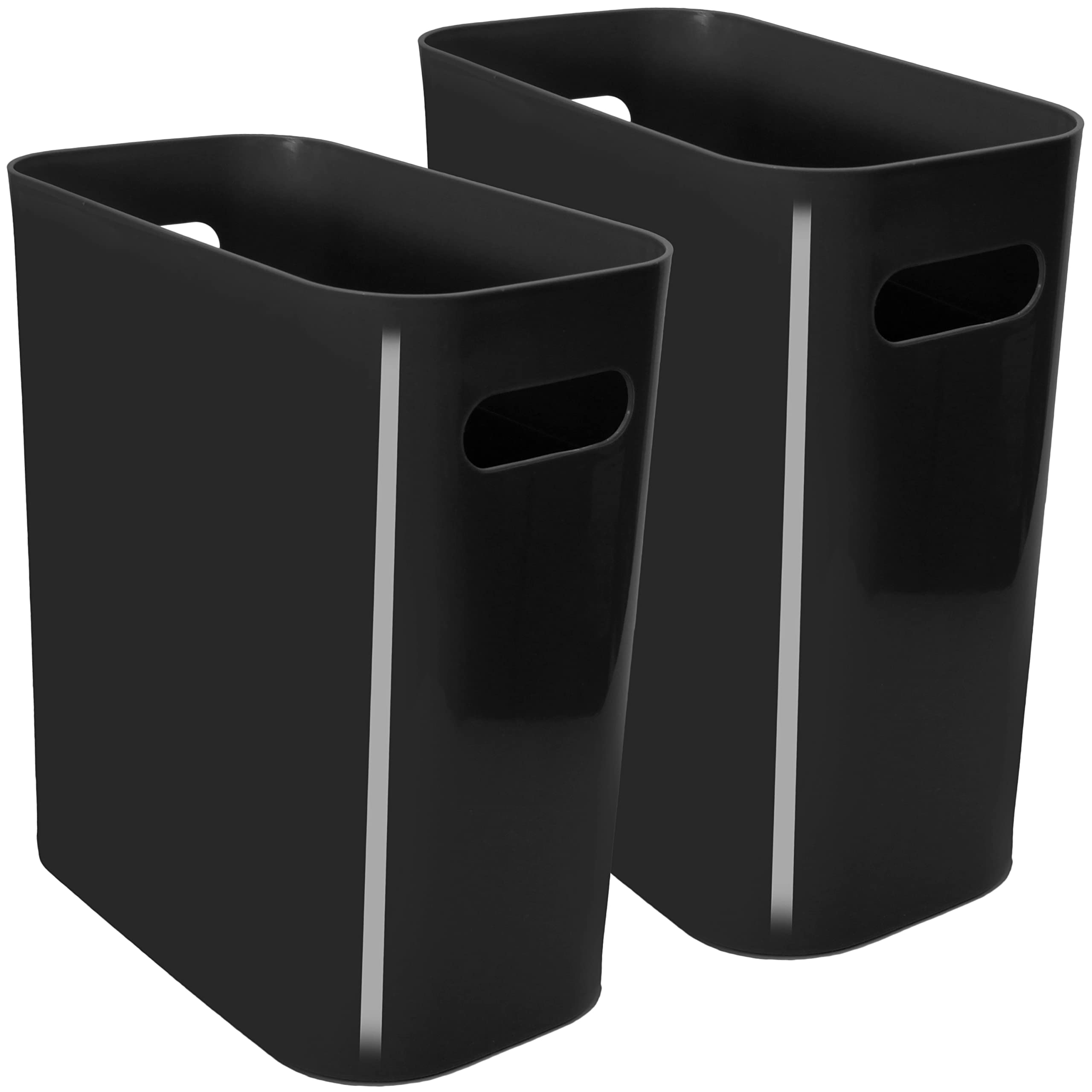 Youngever 2 Pack 3 Gallon Slim Trash Can, Plastic Garbage Container Bin, Trash Bin with Handles for Home Office, Living Room, Study Room, Kitchen, Bathroom