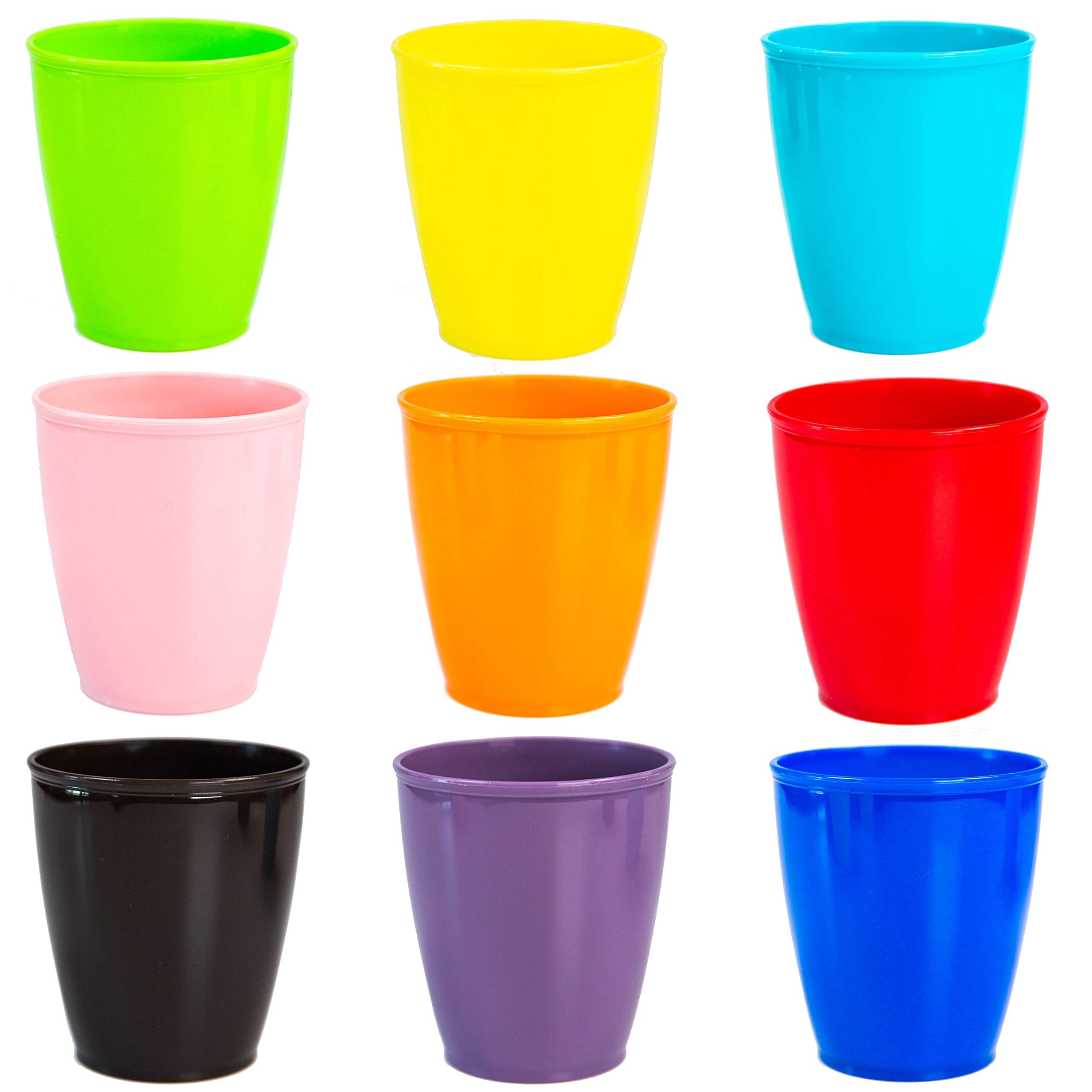 Youngever 8 Ounce Kids Cups - 9 Pack in Assorted Colors, Unbreakable Toddler Drinking Cups