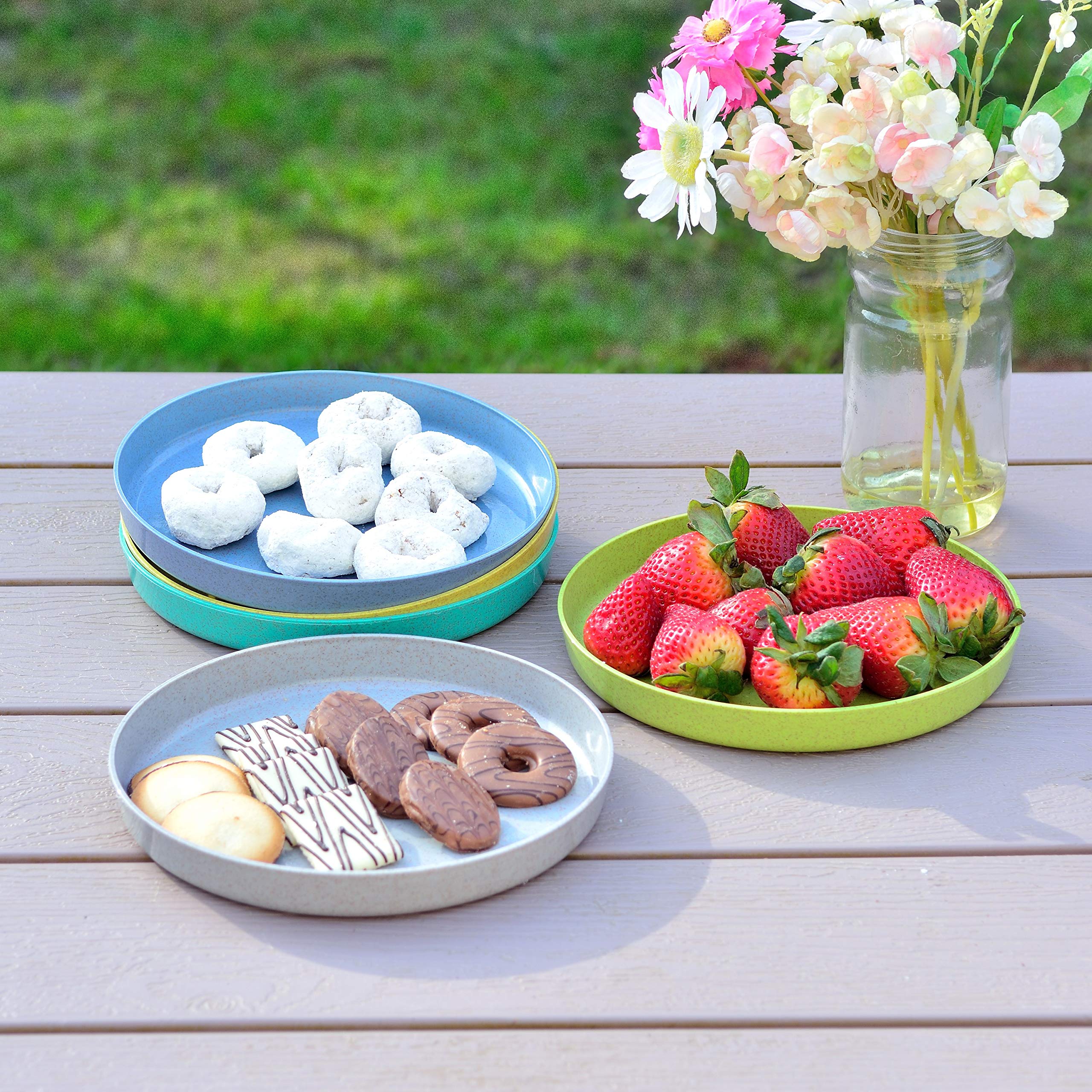 Youngever Bamboo Plastic Kids Dinnerware Set (5pcs Plates)