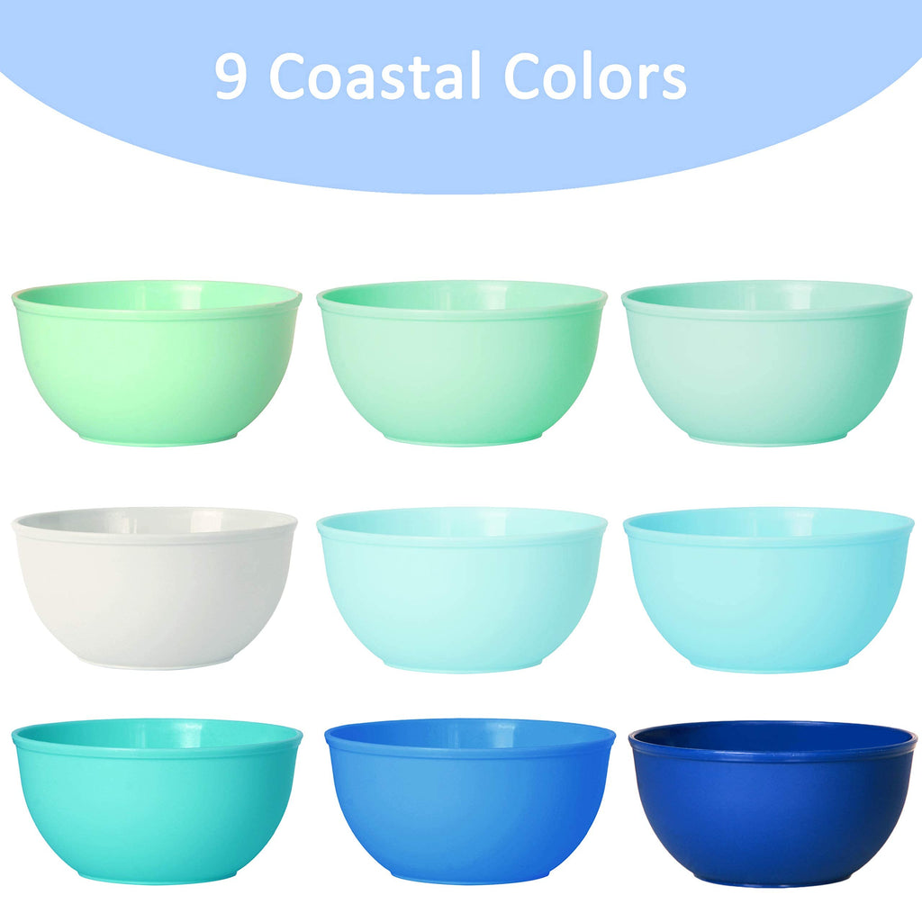 Youngever 9 Pack 10 Ounce Plastic Bowls, Kids Plastic Bowls, Set of 9