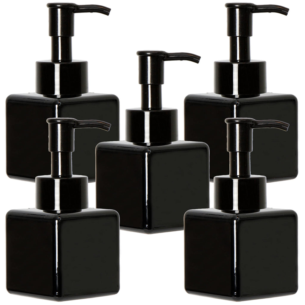 Youngever 5 Pack 4 Ounce Plastic Pump Bottles, Square Refillable Plastic Pump Bottles for Dispensing Lotions, Liquid Soap