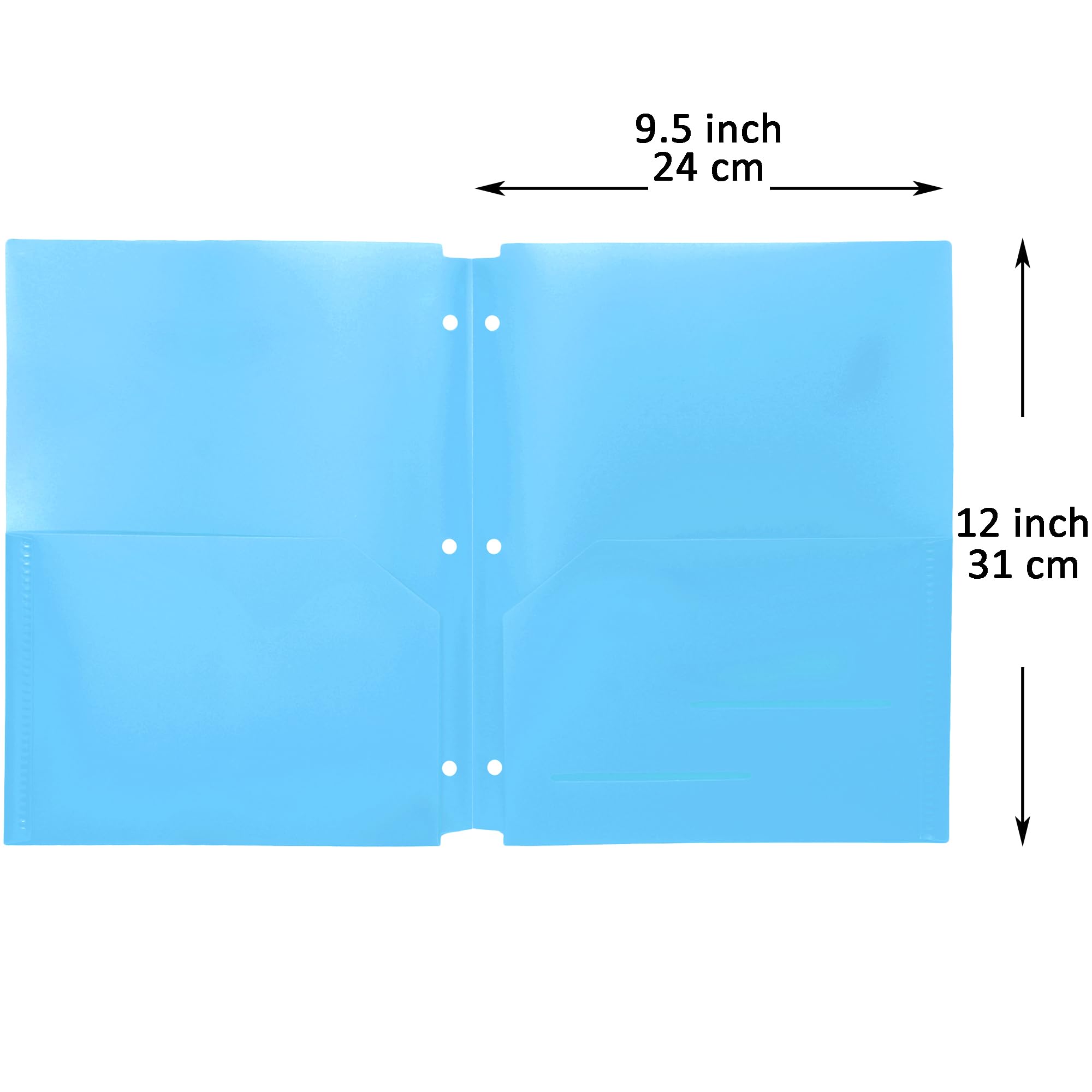 Youngever 6 Pack Heavy Duty Plastic Two Pocket Folders, Binder Dividers with Pocket, 3 Hole Punch Folder with Notches, Binder Folders