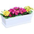 Youngever 3 Pack 15 Inch Plastic Window Box Planter, Heavy Duty, Flower Box Planter with Attached Tray for Windowsill Garden Balcony, White