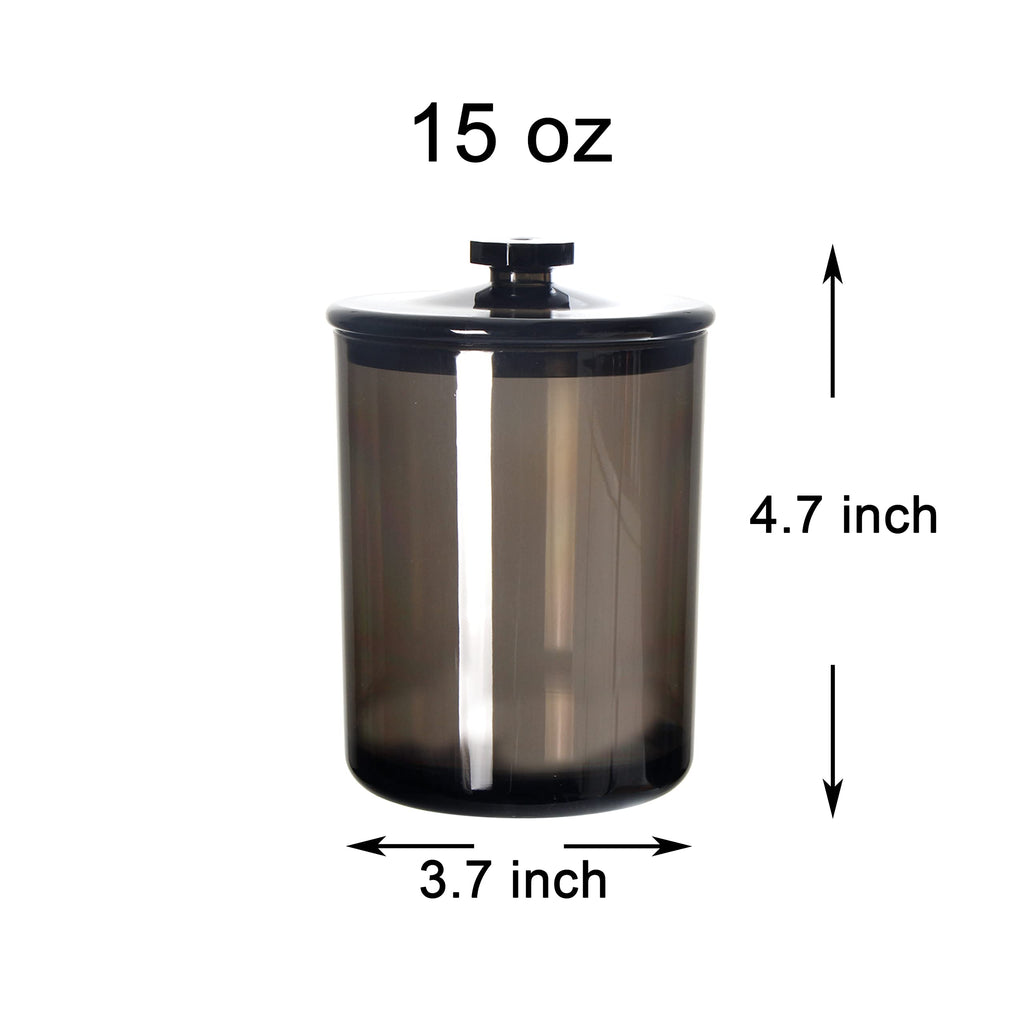 Youngever Black Plastic Apothecary Jars, Qtip Holder, Cotton Swab Holder, Bathroom Vanity Organizer for Cotton Balls, Cotton Pads, Qtips