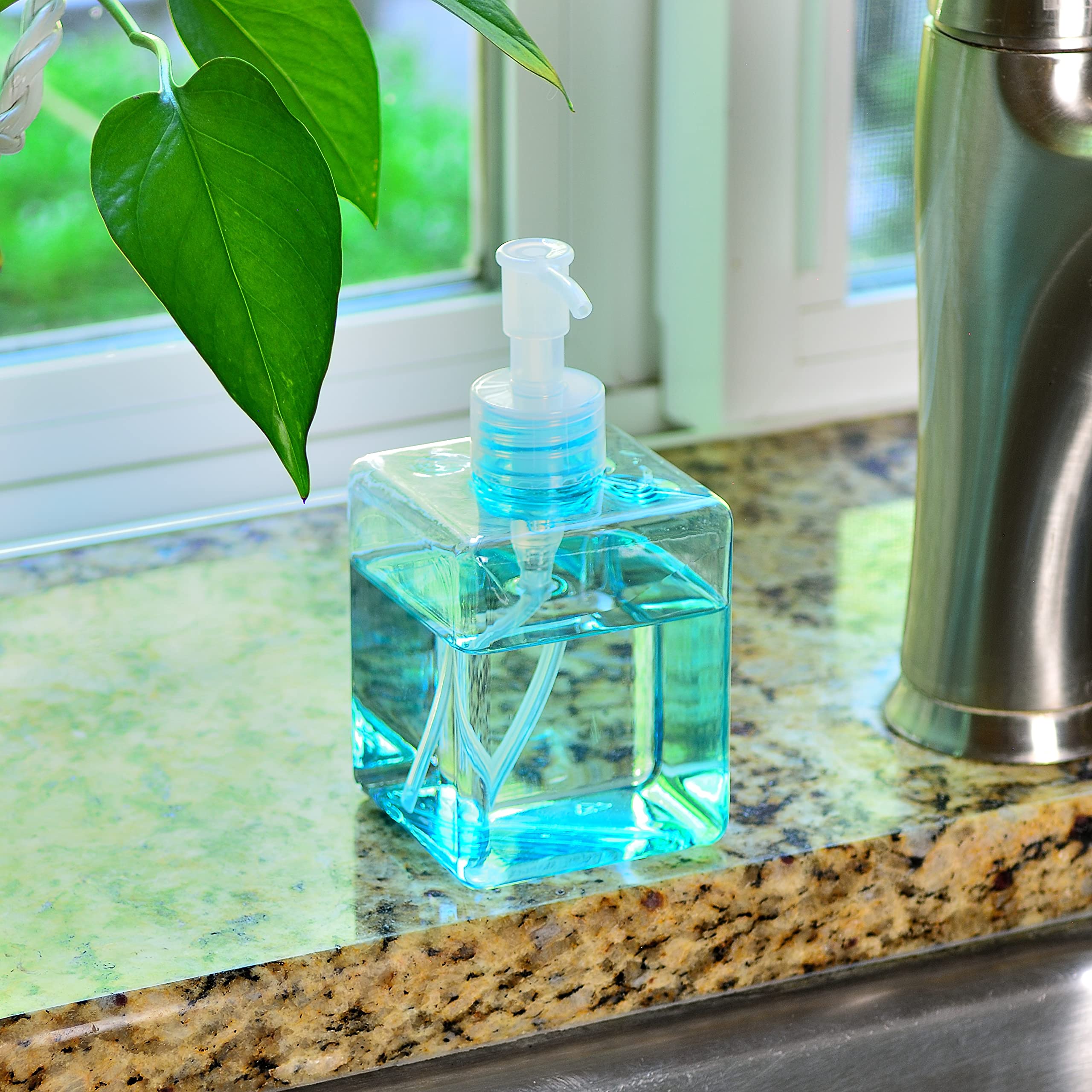 Youngever 5 Pack Color Plastic Square Pump Bottles, Refillable Plastic Pump Bottles for Dispensing