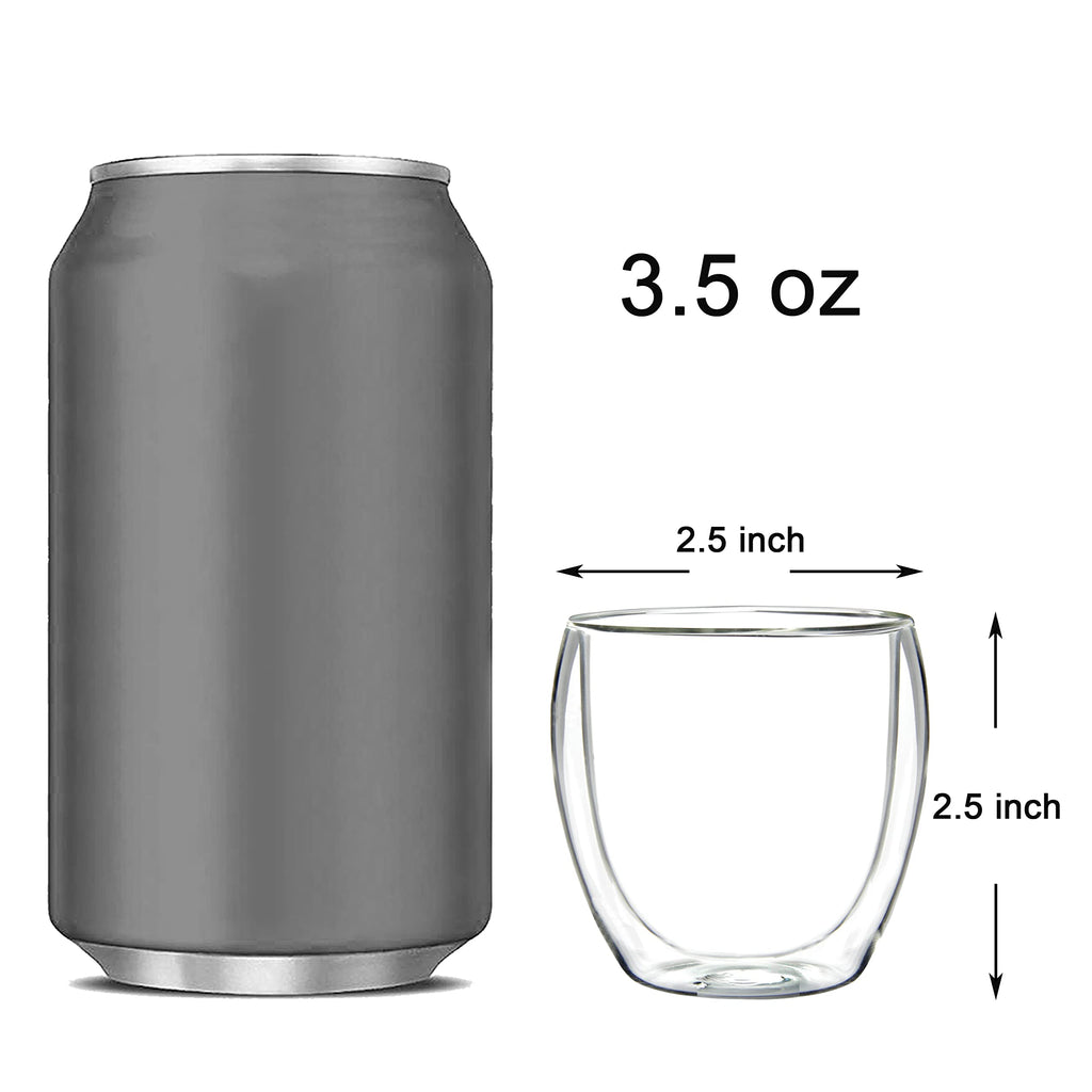 Youngever 4 Pack Espresso Cups, Double Wall Thermo Insulated Espresso Cups, Glass Coffee Cups