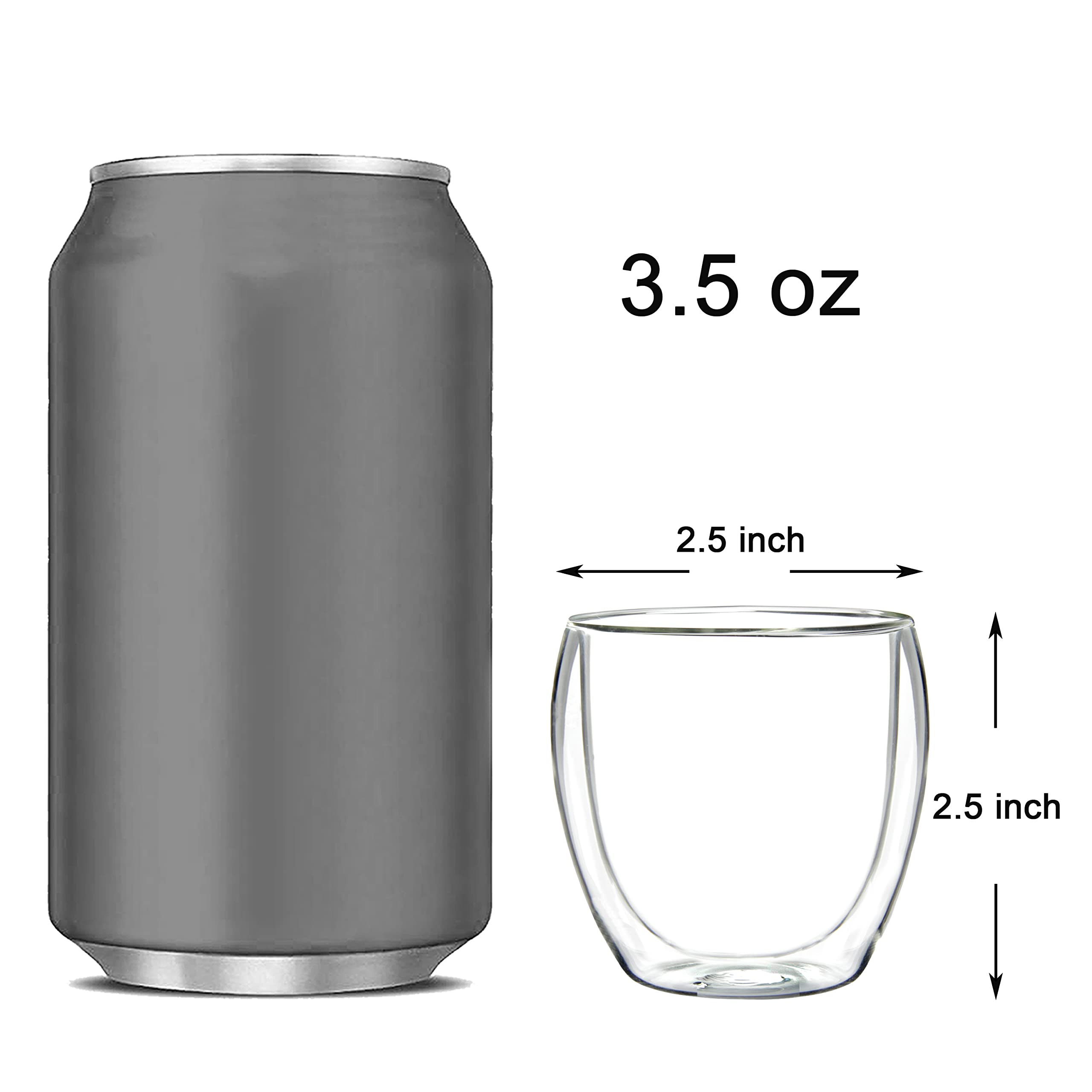 Youngever 4 Pack Espresso Cups, Double Wall Thermo Insulated Espresso Cups, Glass Coffee Cups