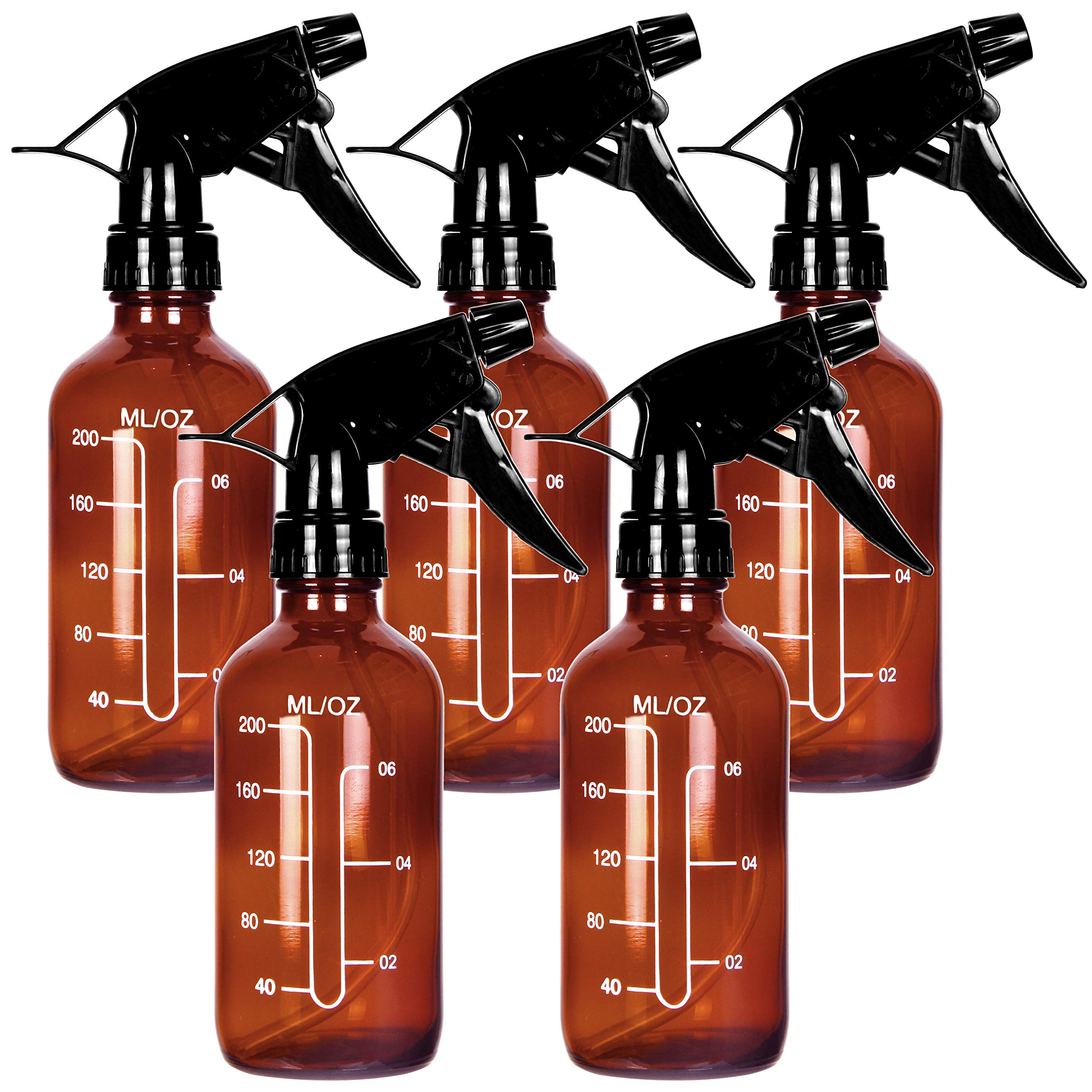 Youngever 5 Pack 8 Ounce Empty Glass Spray Bottles with Measurements, Spray Bottles for Hair and Cleaning Solutions