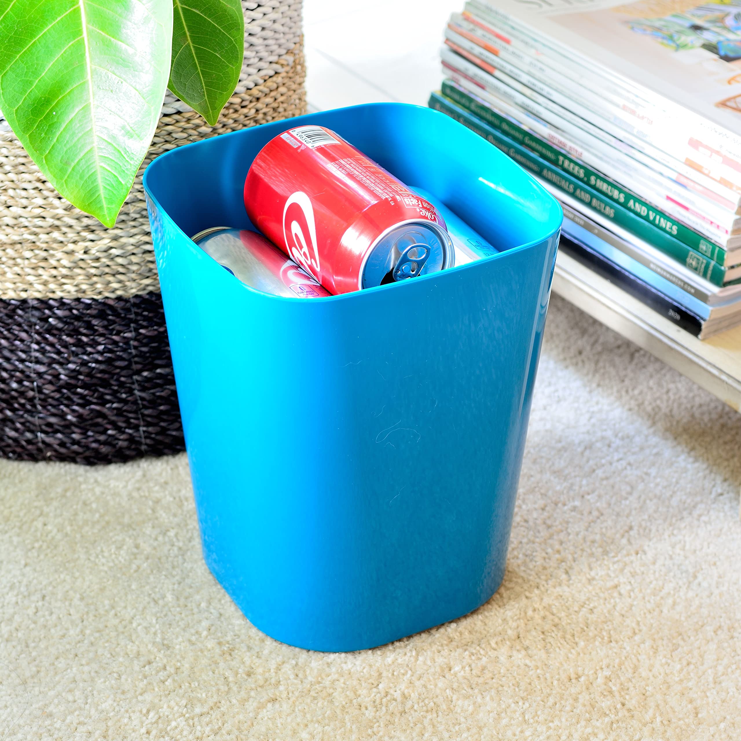 Youngever 2 Pack 1.5 Gallon Square Trash Can, Plastic Garbage Container Bin, Small Trash Bin for Home Office, Living Room, Study Room, Kitchen, Bathroom