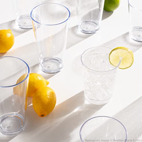 Youngever 8 Pcs Bistro Premium Quality Plastic Drinking Tumblers, Plastic Glasses, Reusable Plastic Cups, Unbreakable Glasses, Drinking Glasses