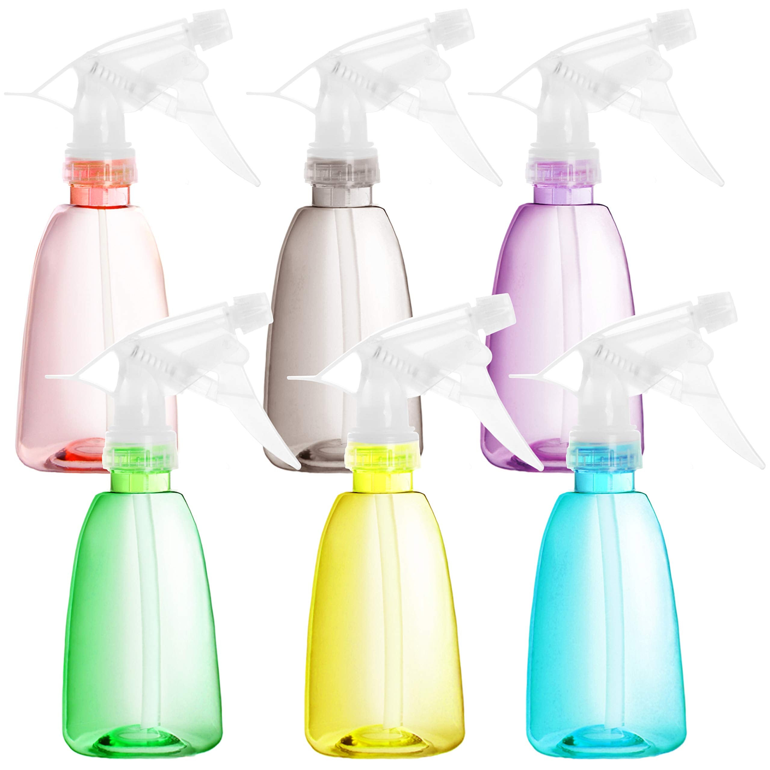 Youngever 6 Pack Empty Plastic Spray Bottles, Spray Bottles for Hair and Cleaning Solutions in 6 Colors