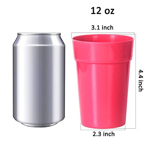 Youngever 18 Pack 12 Ounce Plastic Kids Juice Tumblers, Unbreakable Drinking Glasses, Plastic Cups, Reusable | Stackable | NO BPA | Top-rack Dishwasher Safe