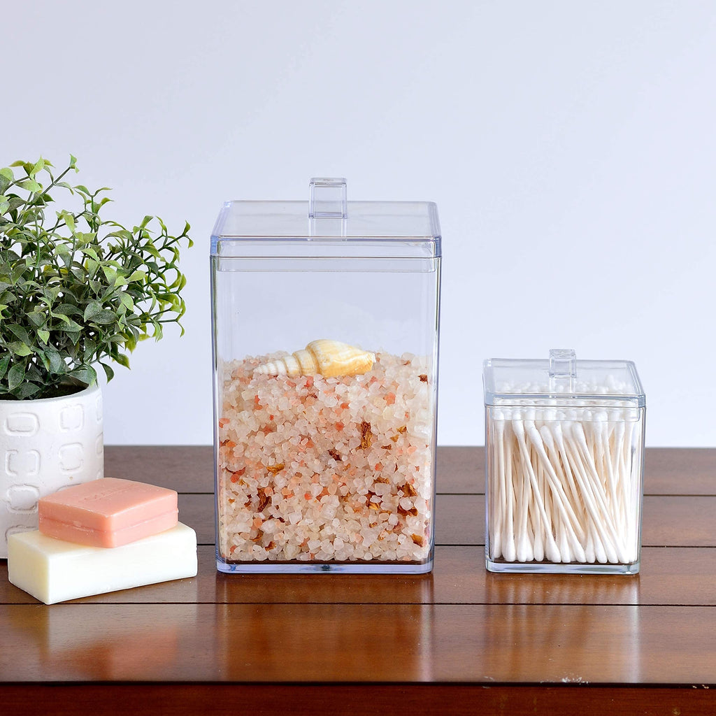 Youngever Clear Plastic Apothecary Jar, Square Shape