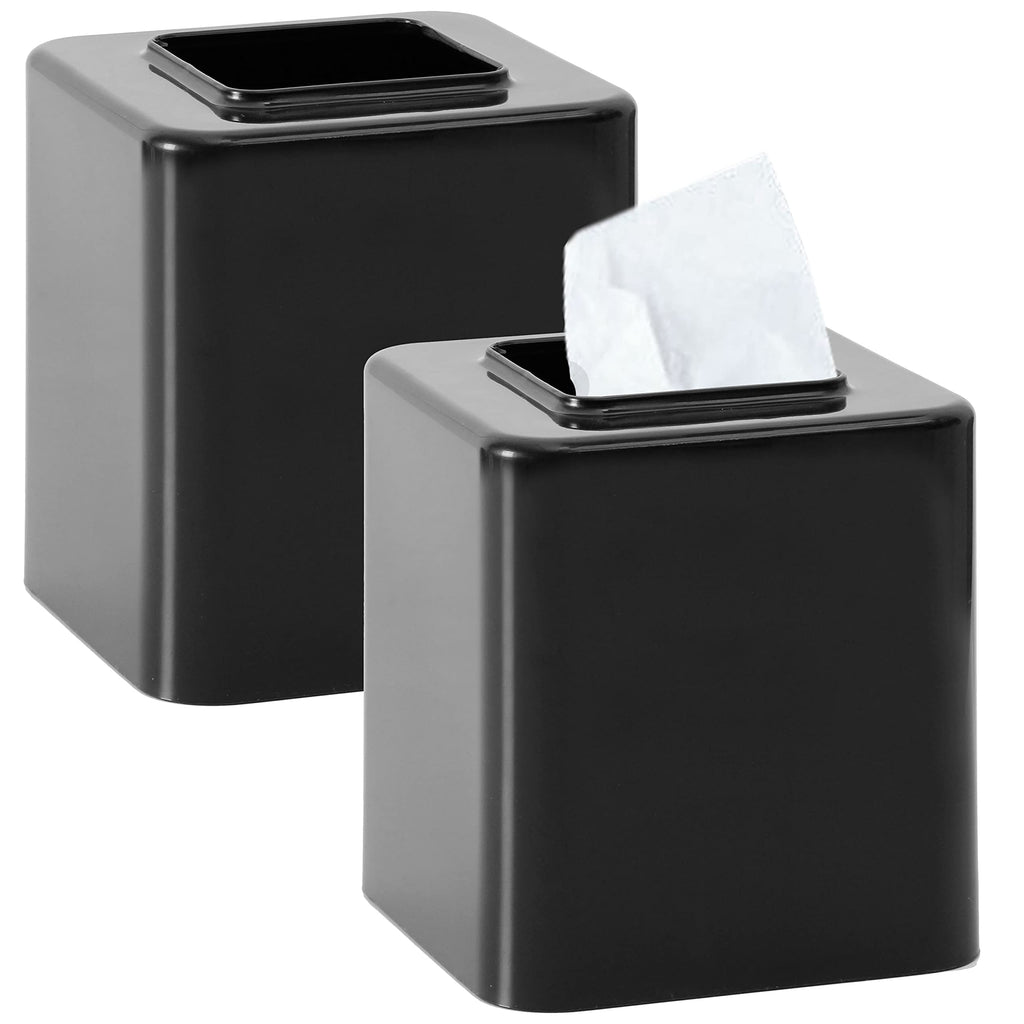 Youngever 2 Pack Tissue Box Covers, Plastic Square Tissue Box Holders, Square Napkin Box Holders