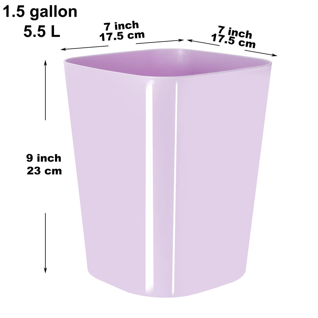 Youngever 2 Pack 1.5 Gallon Square Trash Can, Plastic Garbage Container Bin, Small Trash Bin for Home Office, Living Room, Study Room, Kitchen, Bathroom