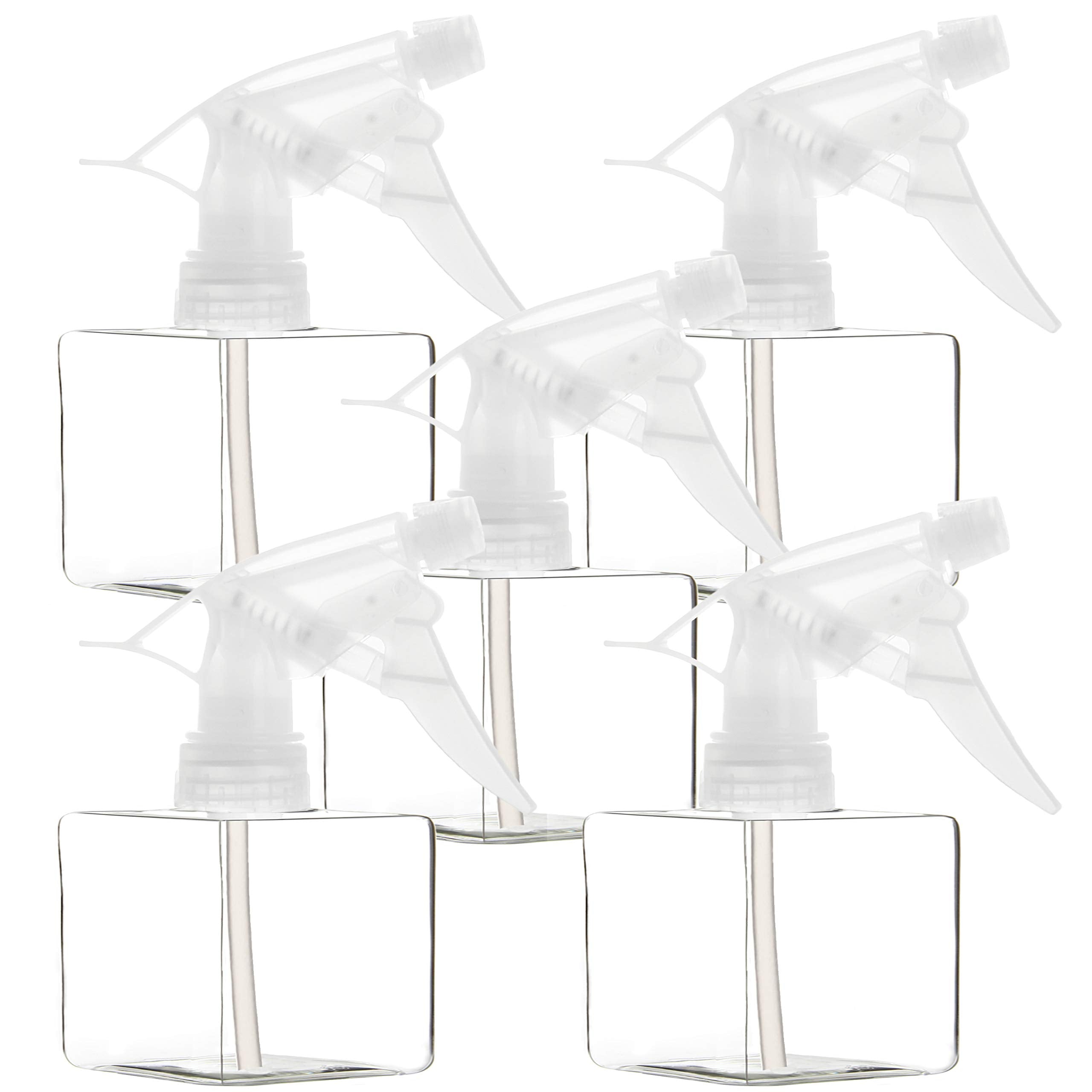 Youngever 5 Pack Empty Plastic Spray Bottles, Clear Square Spray Bottles for Hair and Cleaning Solutions
