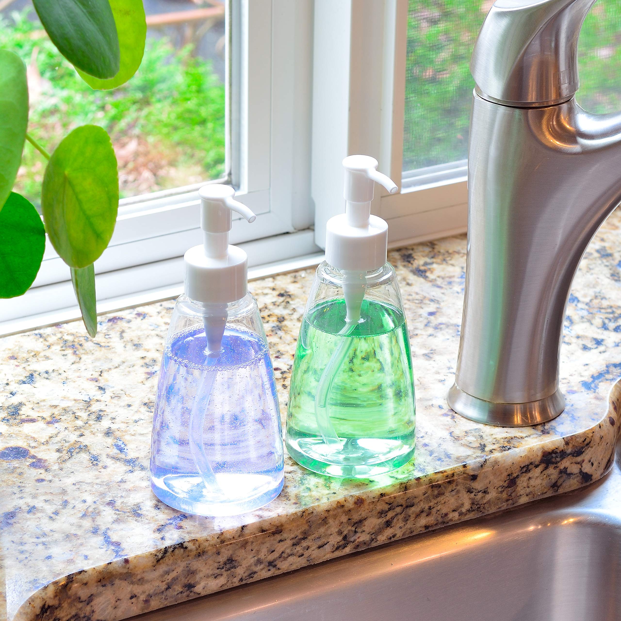 Youngever 6 Pack Plastic Pump Bottles, Refillable Plastic Pump Bottles with Travel Lock, Conical Shape