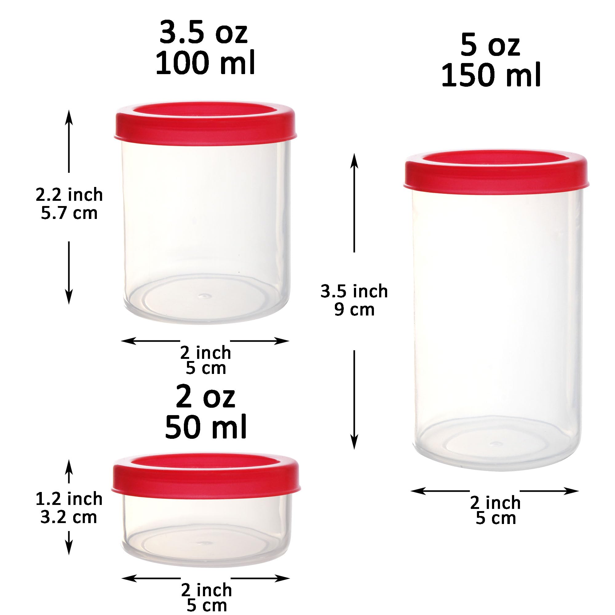 Youngever 3 Pack Plastic Condiment Containers, Sauce Containers with Lid, Plastic Salad Dressing Container