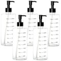 Youngever 5 Pack Plastic Pump Bottles 16 Ounce, Clear Refillable Plastic Pump Bottles with Measurement and Travel Lock