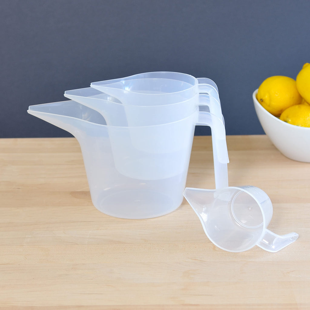 Youngever 4 Pack Plastic Measuring Cups Set, Nesting Mixing Bowls, Color Measuring Cups Set, 4oz, 8oz, 16oz, 36oz