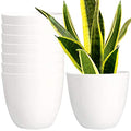 Youngever 7 Pack 6.5 Inch Plastic Planters Indoor Flower Plant Pots, Modern Decorative Gardening Pot with Drainage for All House Plants, Flowers, Herbs, Succulents and Hanging Plants