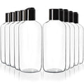 Youngever 10 Pack Clear Plastic Empty Bottles with Disc Cap 8 Ounce, Refillable Cosmetic Bottles, Squeeze Containers for Shampoo, Liquid Body Soap, Lotion, Cream (Long)