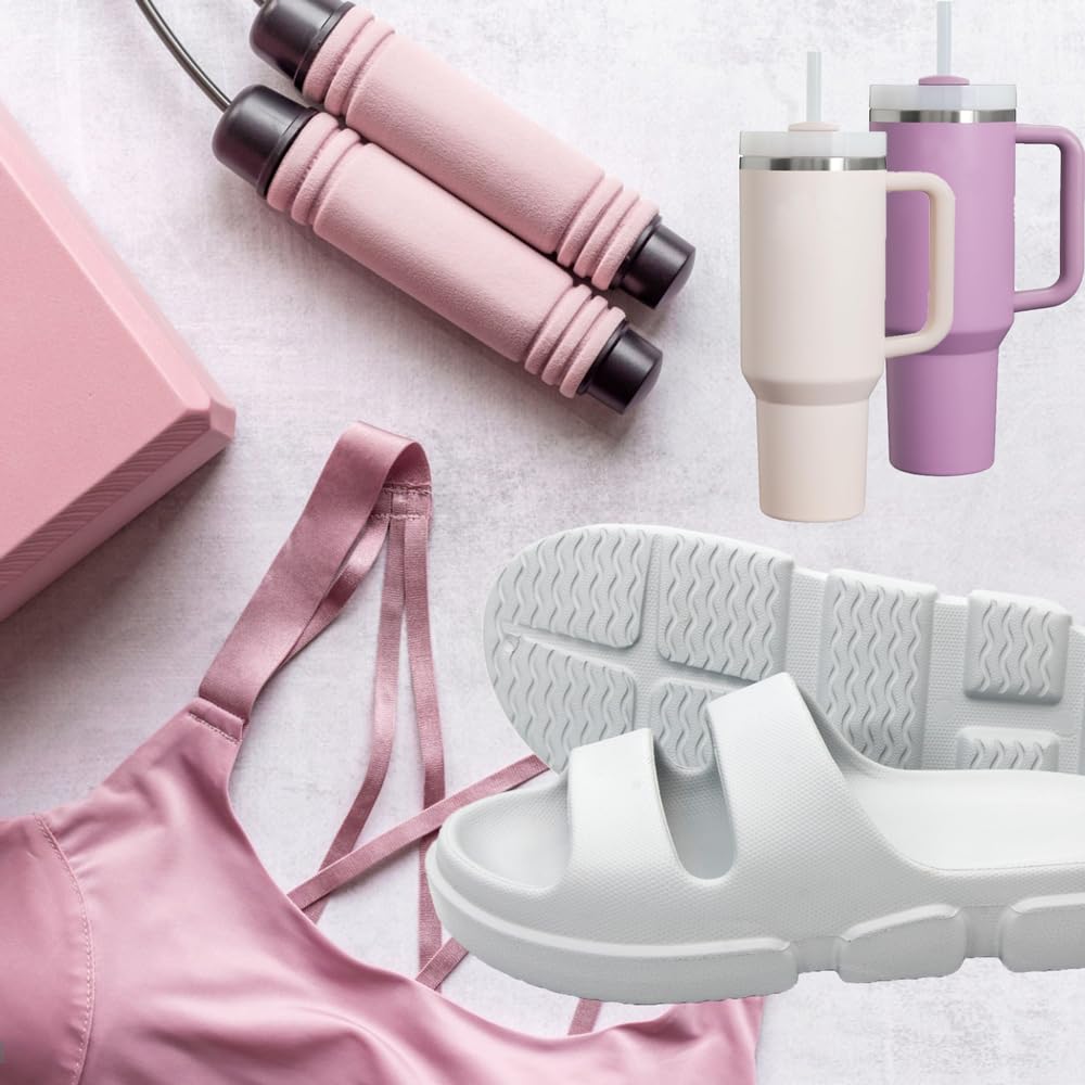 SPRUCE INT SHEYOUNG Slide Sandals for Women Indoor Outdoor, House Slippers for Woman, Non Slip Rubber Shower Slides, Two Strap Arch Support Sandals