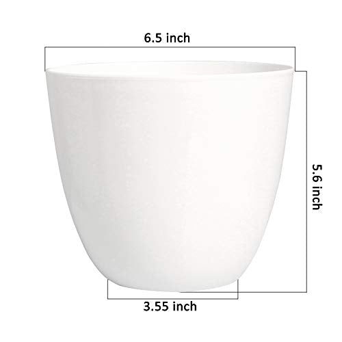 Youngever 7 Pack 6.5 Inch Plastic Planters Indoor Flower Plant Pots, Modern Decorative Gardening Pot with Drainage for All House Plants, Flowers, Herbs, Succulents and Hanging Plants