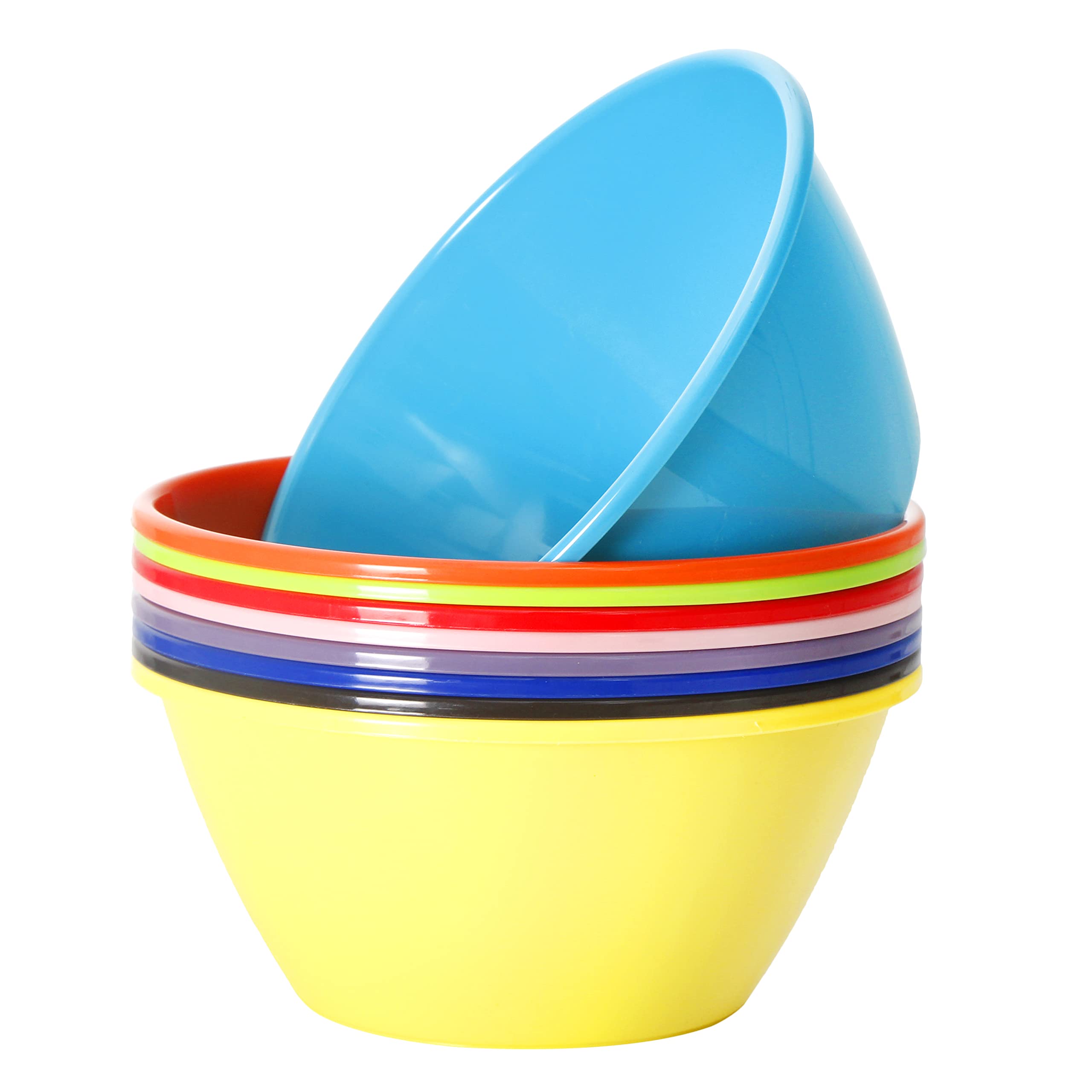 Youngever 9 inch 80 Ounce Plastic Mixing and Serving Bowls, Popcorn Bowls, Salad Bowls, Chip and Dip Serving Bowls, Set of 9