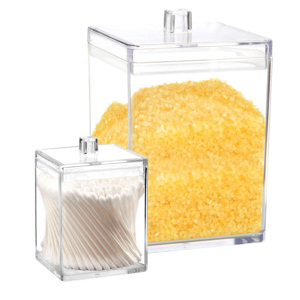 Youngever Clear Plastic Apothecary Jar, Square Shape