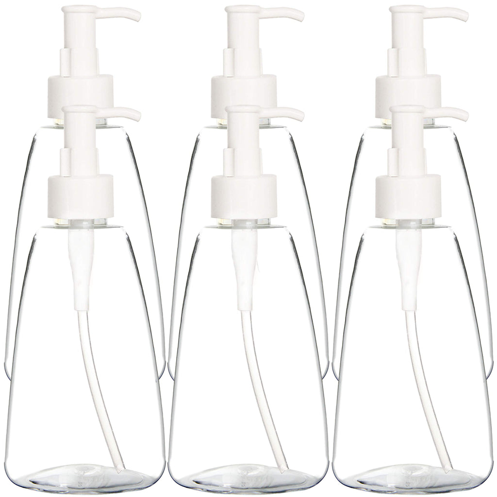 Youngever 6 Pack Plastic Pump Bottles, Refillable Plastic Pump Bottles with Travel Lock, Conical Shape