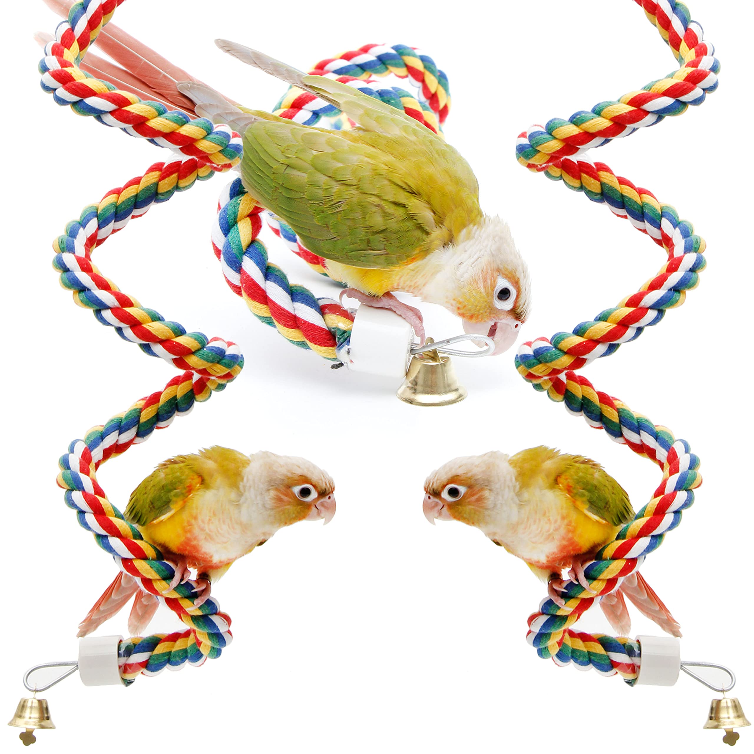 Youngever 2 Pack Birds Toys, Bird Ropes, Bungee Bird Toys, Bird Perches