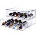 Youngever 2 Pack Sunglasses Organizer Box, Stackable Sunglasses Storage Case, 5 Divided Sections Eyewear Organizer (12" x 8" x 3.5")