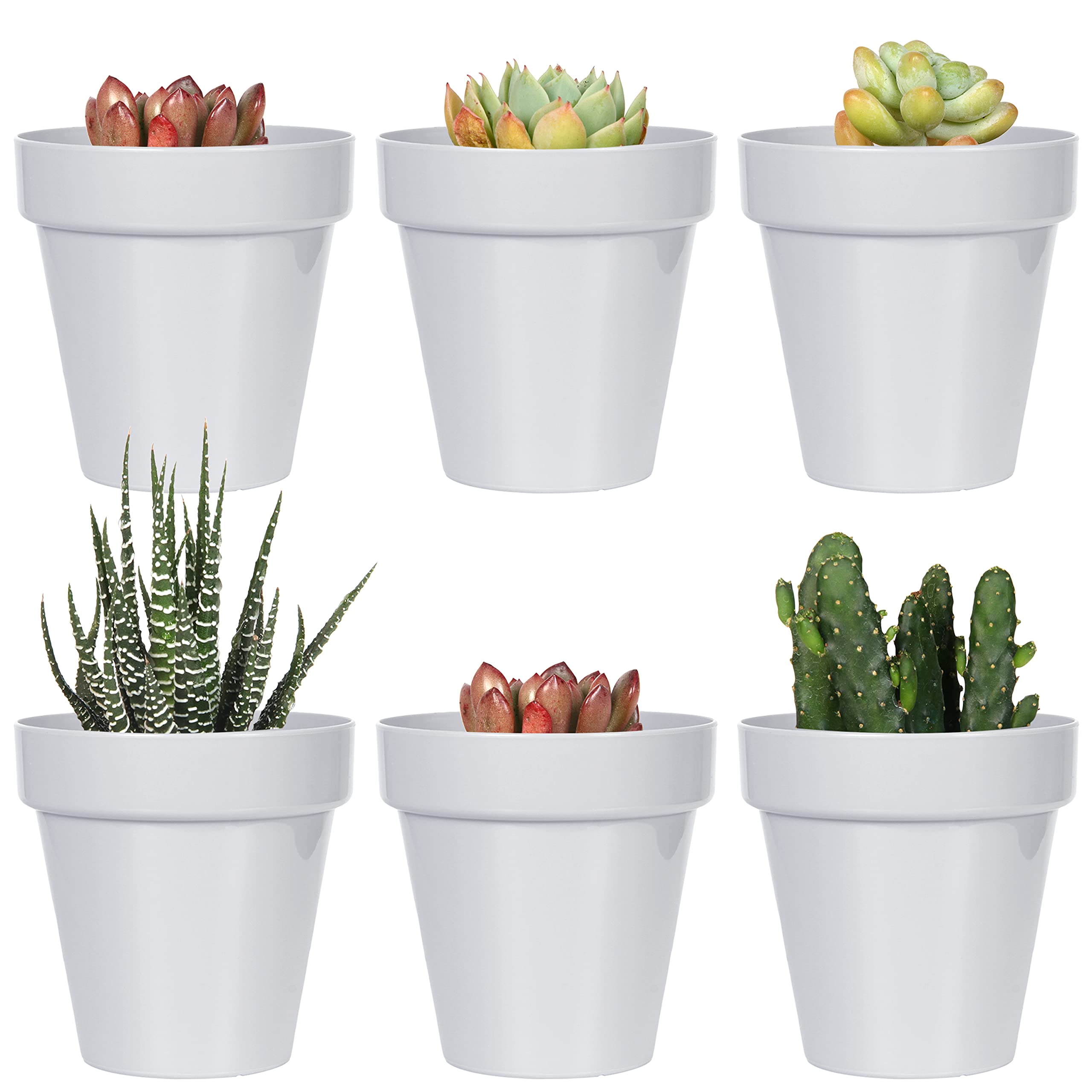 Youngever 10 Pack 3 Inch Mini Plastic Planters Indoor Flower Plant Pots, Grey Gardening Pot with Drainage for All House Plants, Flowers, Herbs, Succulents, NO Plant Included