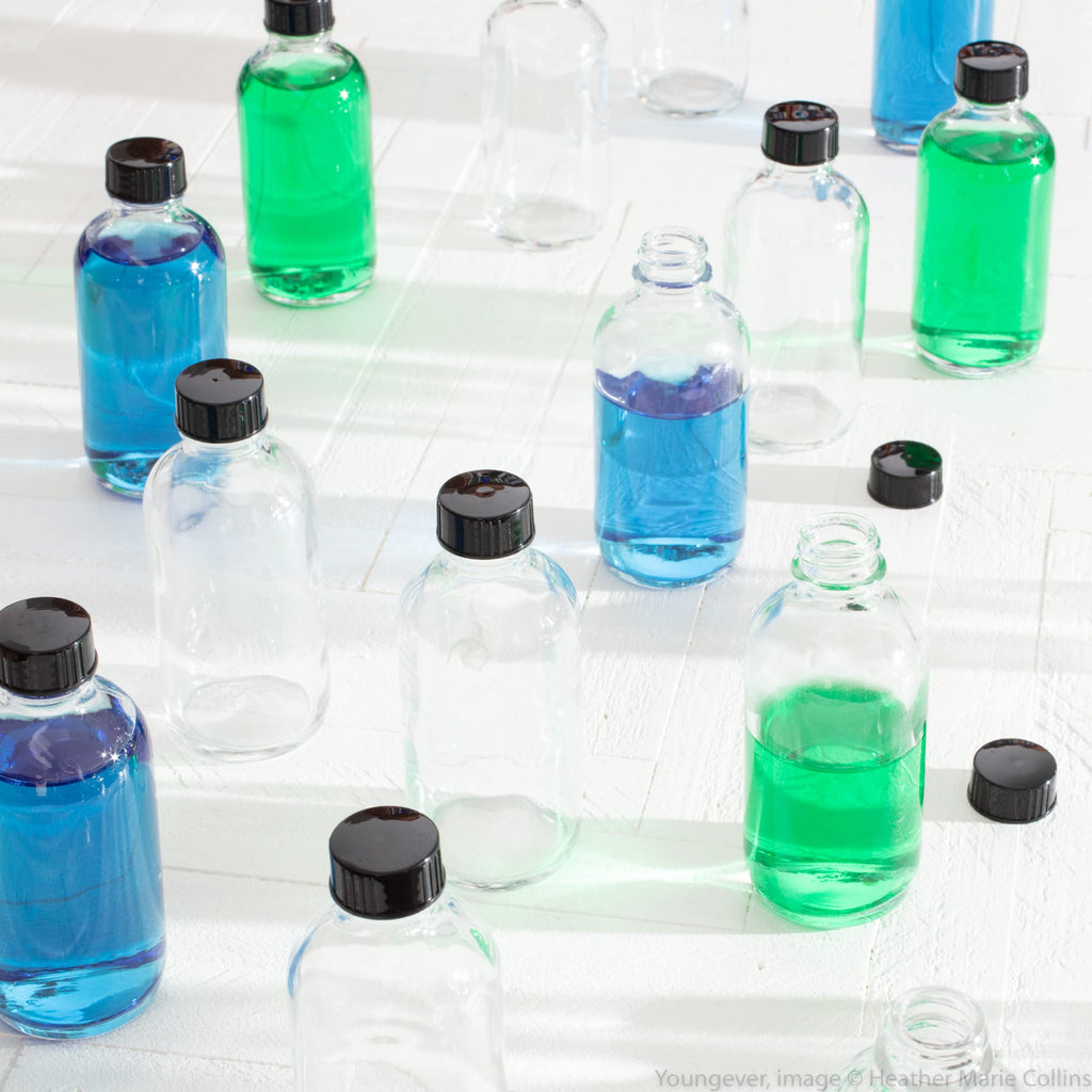 Youngever 16 Pack Empty Glass Bottles with Lids, Refillable Container for Essential Oils, Vanilla Extract and More