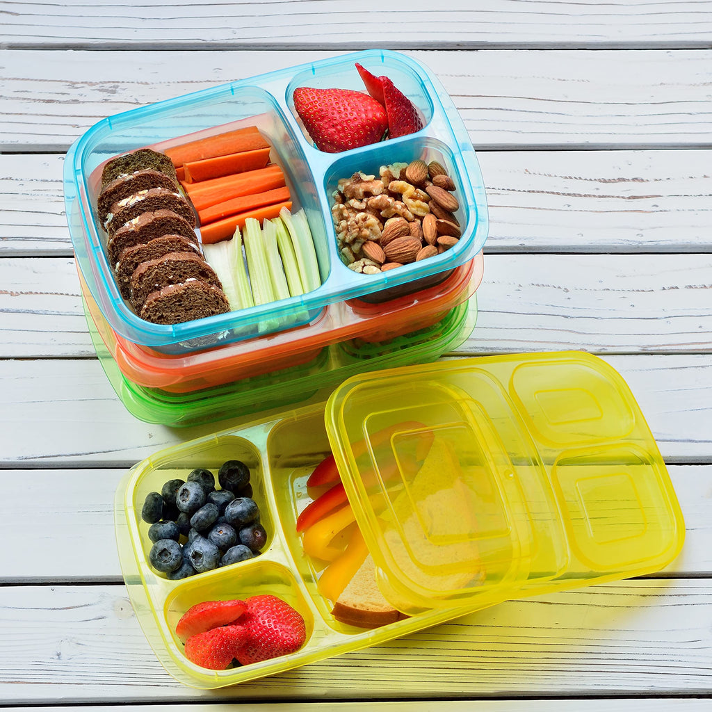 Youngever 8 Pack Bento Lunch Box, Meal Prep Containers, Reusable Plastic Divided Food Storage Container Boxes